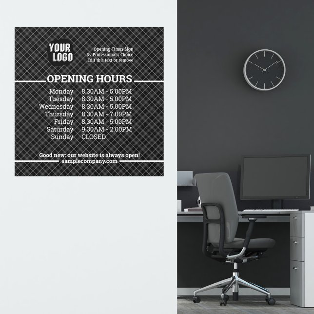  Customizable Logo And Text Business Opening Hours Wall Decal (Creator Uploaded)