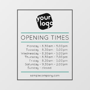  Customizable Logo And Text Business Opening Hours Wall Decal