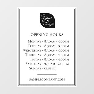 Customizable Logo And Text Business Opening Hours Wall Decal
