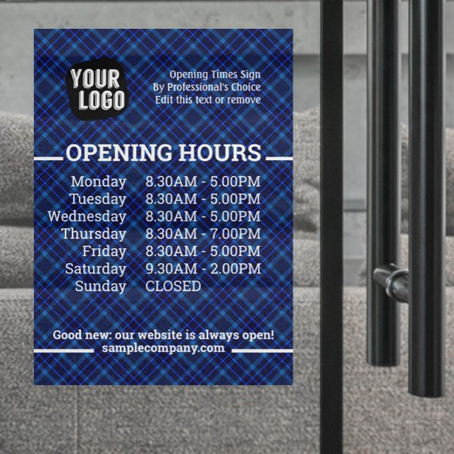 Customizable Logo And Text Business Opening Hours Window Cling (Creator Uploaded)