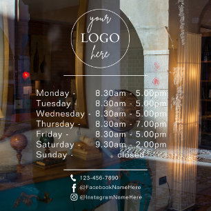 Customizable Logo And Text Business Opening Hours Window Cling
