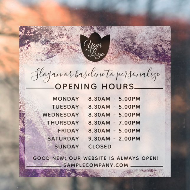  Customizable Logo And Text Business Opening Hours Window Cling (Creator Uploaded)