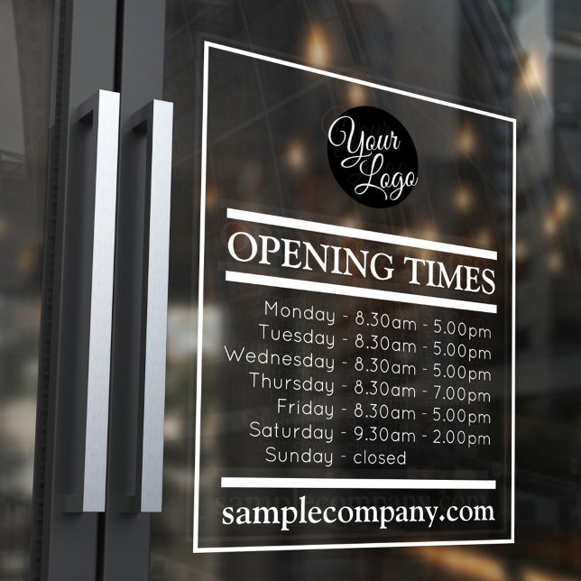 Customizable Logo And Text Business Opening Hours Window Cling (Creator Uploaded)