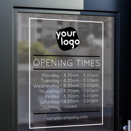 Customizable Logo And Text Business Opening Hours Window Cling