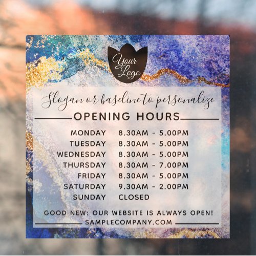  Customizable Logo And Text Business Opening Hours Window Cling
