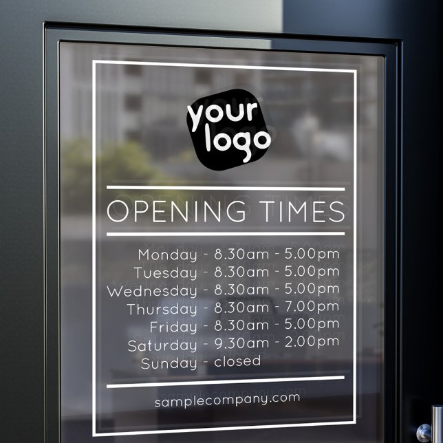 Customizable Logo And Text Business Opening Hours Window Cling (Creator Uploaded)