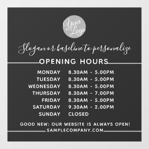  Customizable Logo And Text Business Opening Hours Window Cling