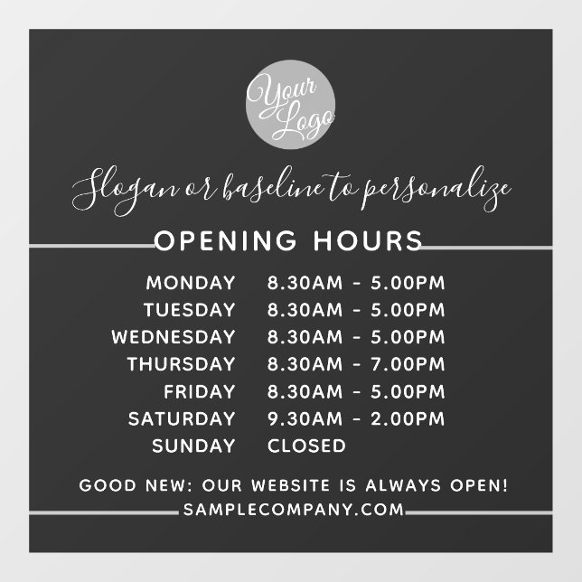  Customizable Logo And Text Business Opening Hours Window Cling (Sheet)