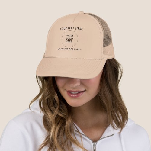 Customizable Logo And Text Womens Khaki Baseball Trucker Hat