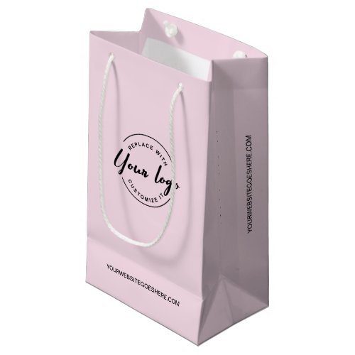Customizable Logo and website Pink Business Small Gift Bag