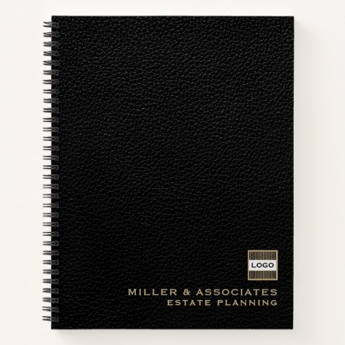 Customizable Logo Black Leather Estate Planning Notebook