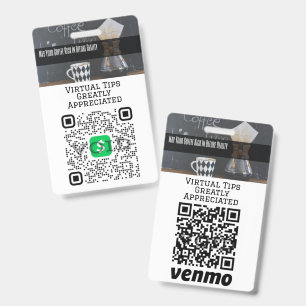 Customizable Logo Cashless Tipping QR Code Badge