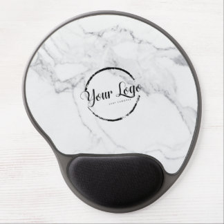 Customizable Logo Elegant White Marble Gel Mouse Pad