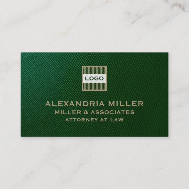 Customizable Logo Emerald Green and Gold Business Card (Front)