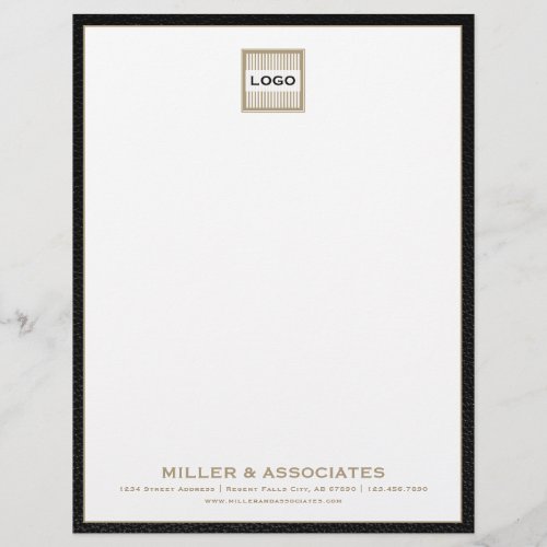 Customizable Logo Luxury Black Leather Print Letterhead
