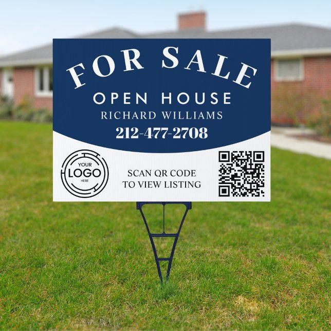 Customizable Logo QR Code For Sale Blue-White Sign (Creator Uploaded)