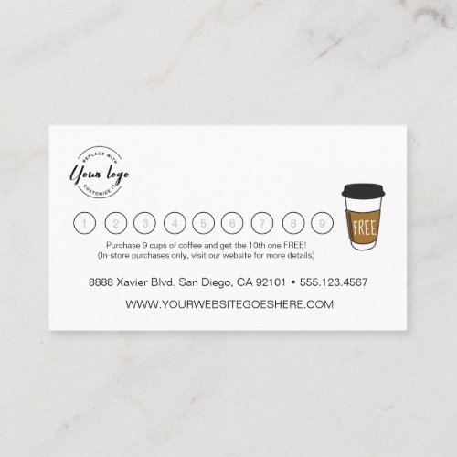 Customizable logo Simple Coffee Business  Loyalty Card