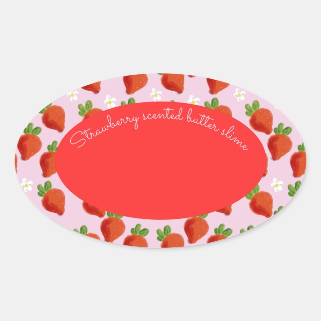 customizable logo strawberry slime  oval sticker (Front)