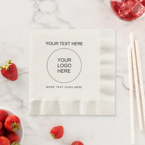 Customizable Logo Text Coined Luncheon Ecru Paper Napkins