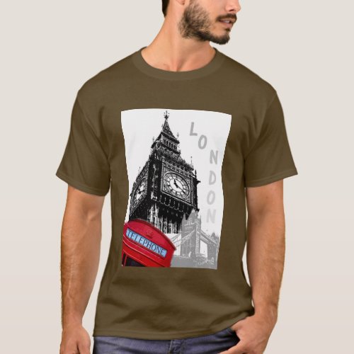 Customizable London Big Ben Clock Tower Modern T_Shirt
