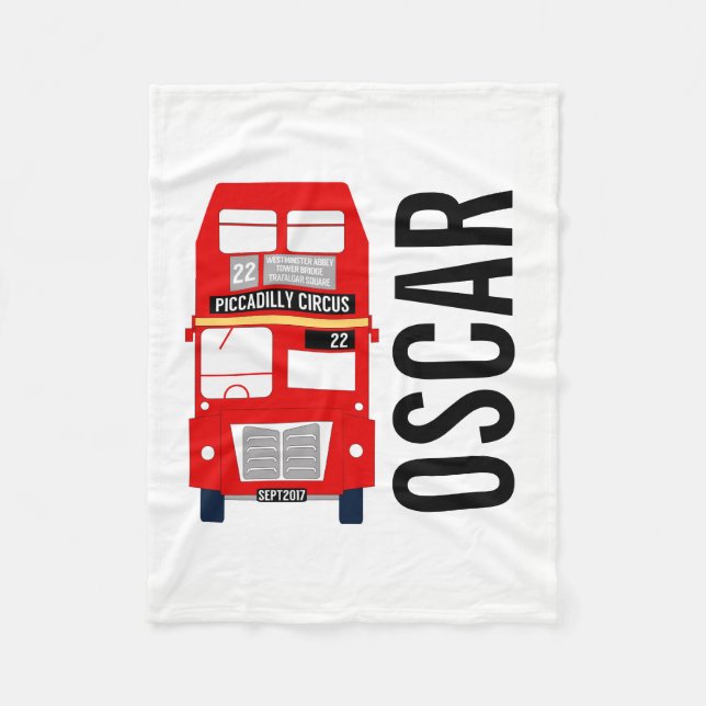 Customizable London Bus Fleece Blanket (Front)