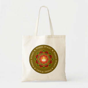 Customizable Lotus Mandala Rangoli Diwali Lamp Tote Bag