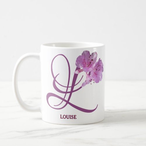 Customizable Louise name monogram pink rose floral Coffee Mug