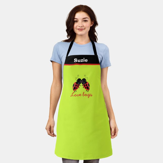 Customizable Love Bugs Chef Baker Personalized Apron (Worn)