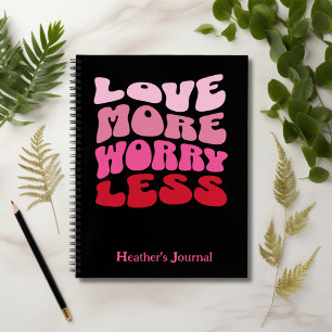Customizable Love More Worry Less Retro Wave Notebook