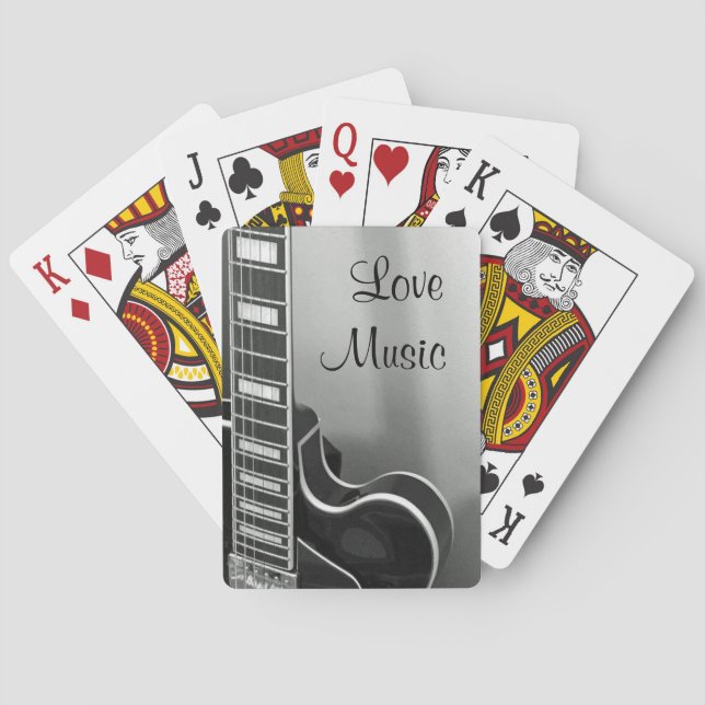 Customizable Love Music Guitar Poker Cards (Back)
