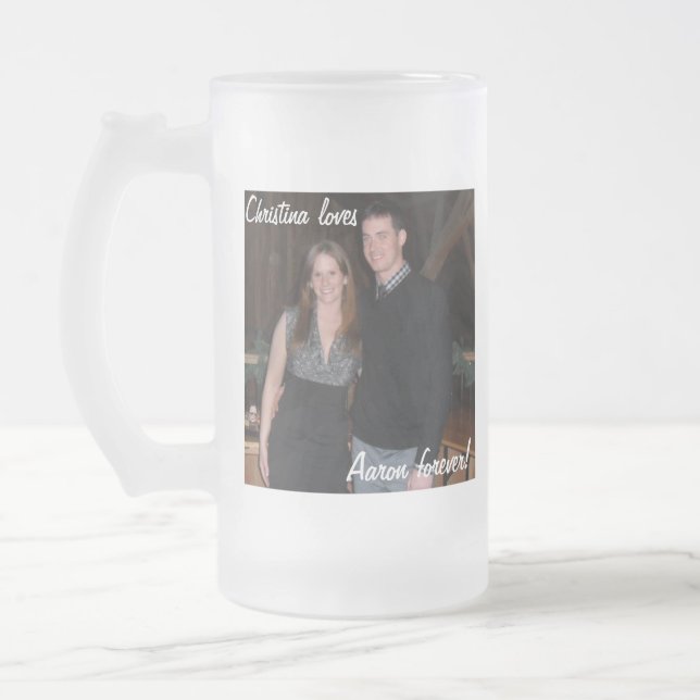 Customizable "loves" Mug! Frosted Glass Beer Mug (Left)