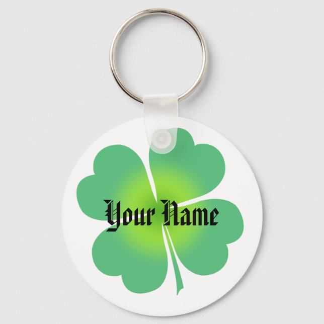 Customizable Lucky Four Leaf Clover Keychain (Front)