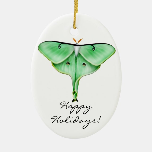 Customizable Luna Moth Holiday Ornament (Front)