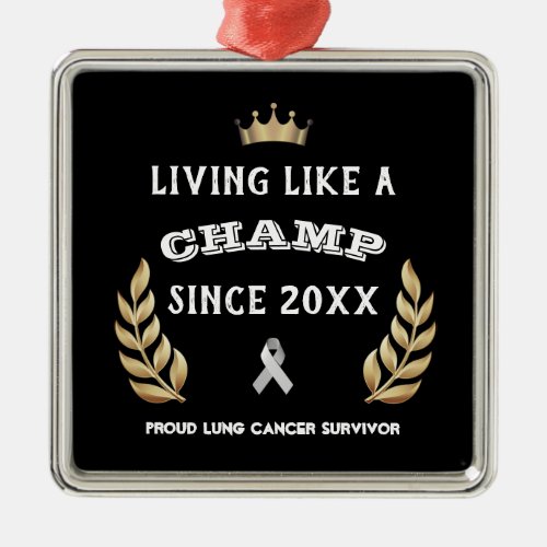 Customizable Lung Cancer Survivor laurel leaves Metal Ornament