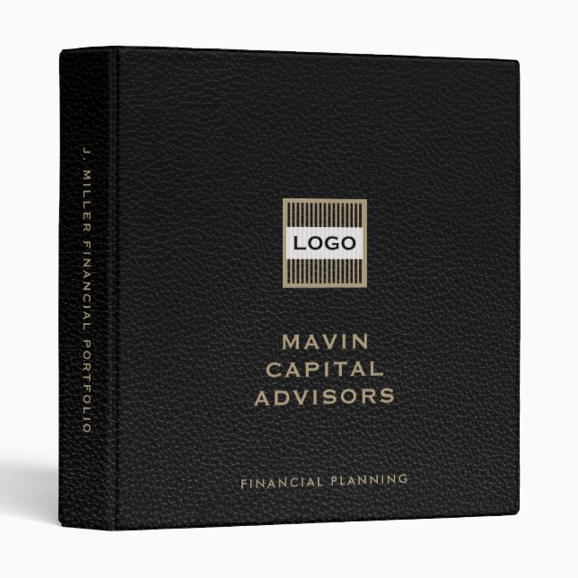 Customizable Luxury Financial Portfolio with Logo 3 Ring Binder (Front/Spine)