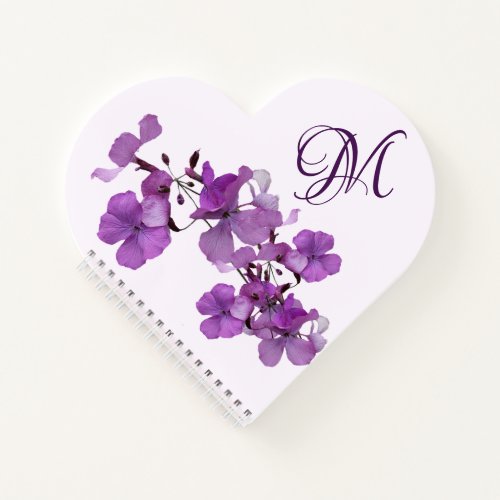 Customizable M monogram purple floral boho recepe  Notebook