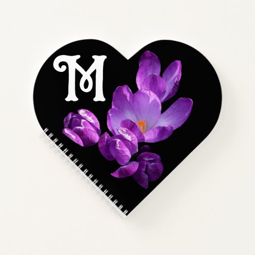 Customizable M monogram purple floral trendy cute Notebook