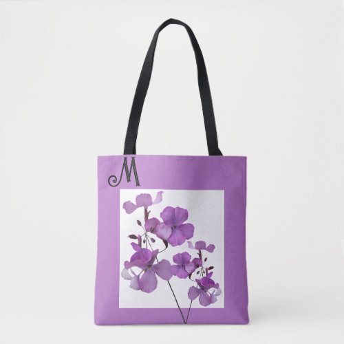 Customizable M monogram purple flotal trendy boho  Tote Bag