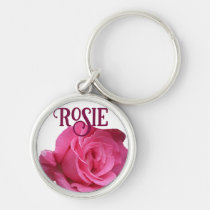 Customizable M monogram letter trendy pink rose Keychain