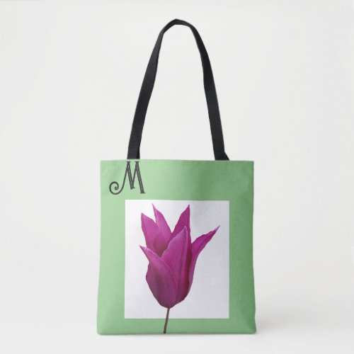 Customizable M name monogram pink flower pretty  Tote Bag