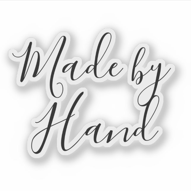 Customizable Made By Hand Calligraphy Transparent Sticker (Front)