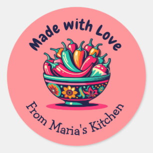 Customizable Made with Love Mexican Chile Kitchen Classic Round Sticker