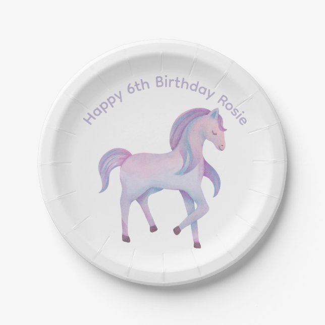 Customizable Magical pastel ombre Pony Paper Plates (Front)