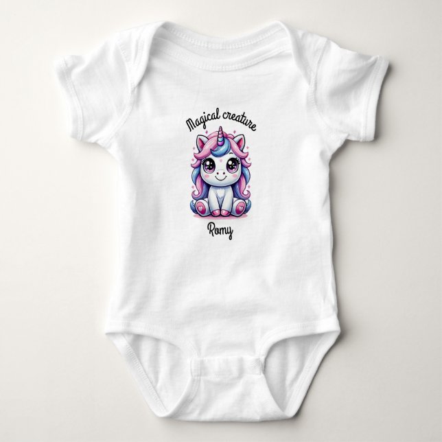 Customizable Magical unicorn Baby Bodysuit (Front)