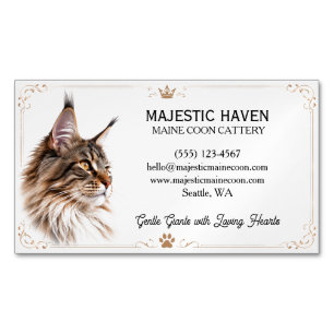 Customizable Maine Coon Cattery  Business Card Magnet