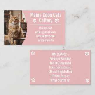 Customizable Maine Coon Cattery Business Cards