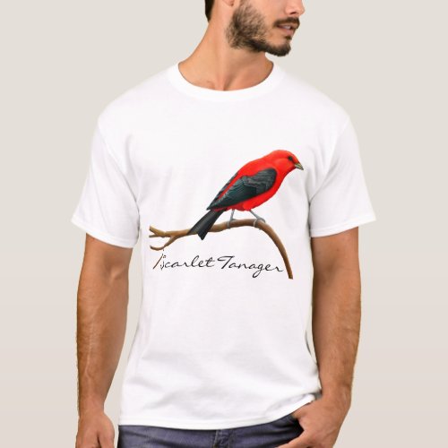 Customizable Male Scarlet Tanager Bird T_Shirt