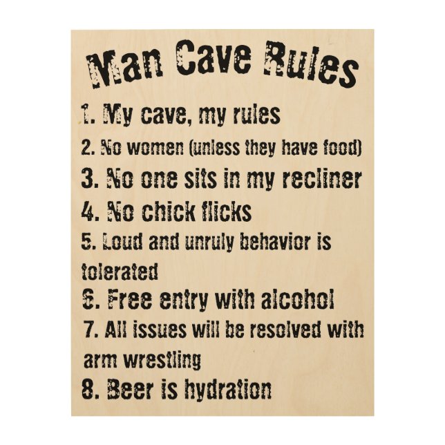 Customizable Man Cave Rules Sign (Front)