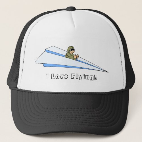 Customizable Man Flying Paper Airplane Trucker Hat