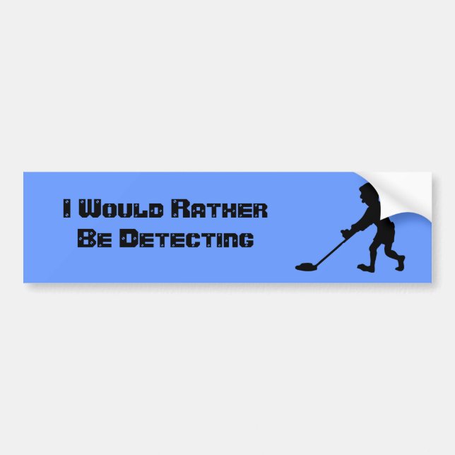 Customizable Man Metal Detecting Silhouette Bumper Sticker (Front)